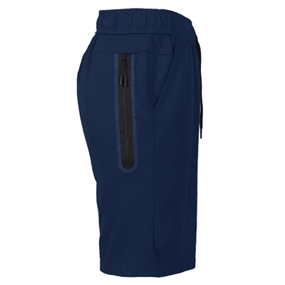 mens tech fleece shorts with long zipper in navy