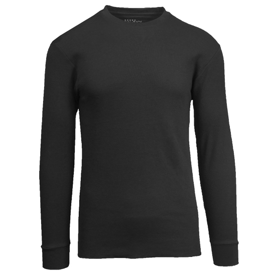 Buy Wholesale Men s Thermal Crewneck Long Sleeve Shirt in Black Sold in Bulk