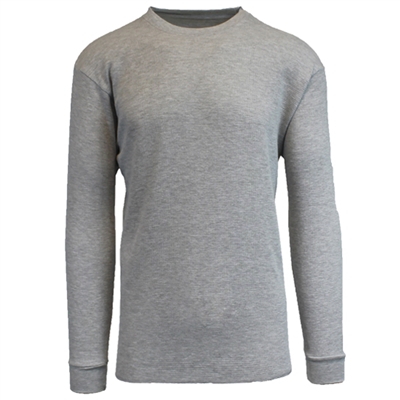 Wholesale Thermal Crewneck Long Sleeve Shirt in Heather Grey