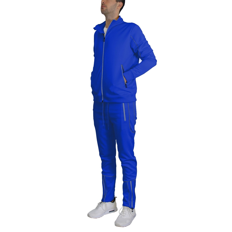 Wholesale Men s Tracksuit with Reflective Trim in Royal Blue