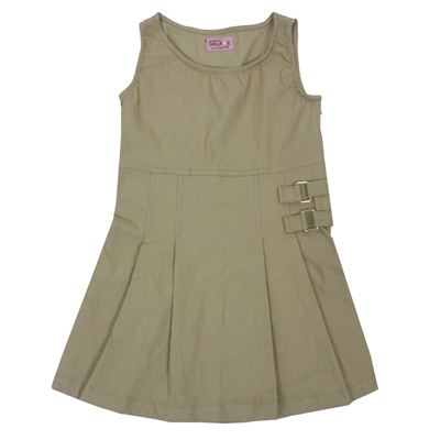 Wholesale Girl's Stretch School Uniform Jumper in Khaki