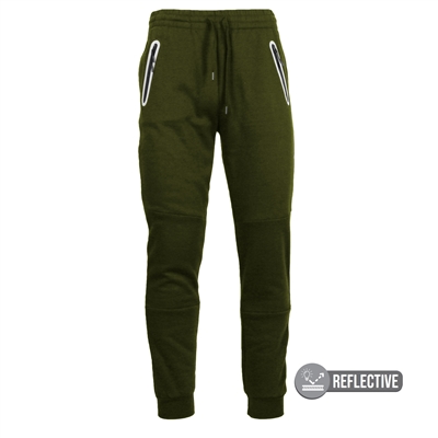 wholesale mens fleece sweatpants reflective pockets olive