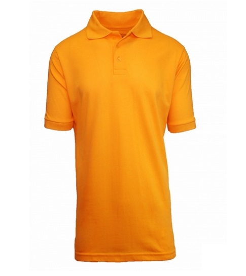 36 Pieces Adult Short Sleeve School Uniform Pique Polo Shirt in GOLD
