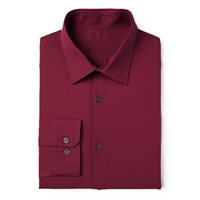 Wholesale Men's Long Sleeve Stretch Dress Shirt in Burgundy By Size