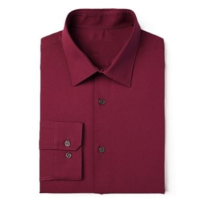 Wholesale Men's Long Sleeve Stretch Dress Shirt in Burgundy By Size