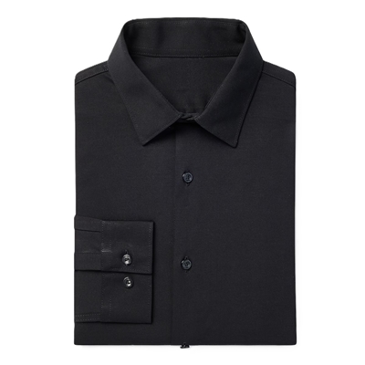 Wholesale Men's Long Sleeve Stretch Dress Shirt in Black By Size