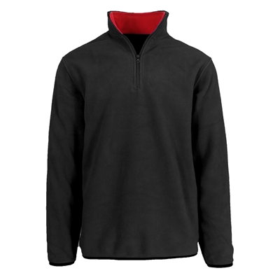 Wholesale Adult Size Polar Fleece Quarter Zip Sweater in Black