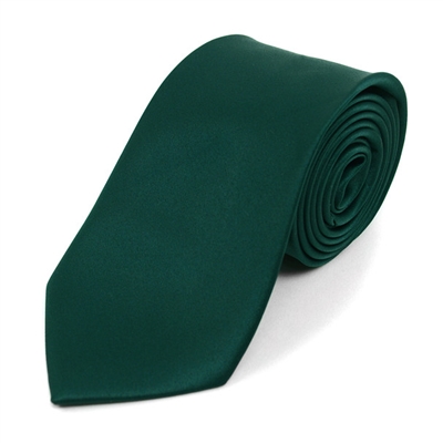 Wholesale Boy's Solid Neck Tie in Hunter Green - 36 Pieces