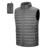 Men's Full Zip Puffer Vest with Pouch in Dark Grey