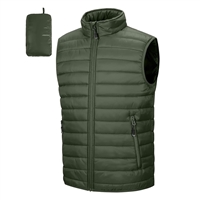 Men's Full Zip Puffer Vest with Pouch in Olive