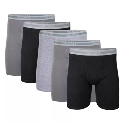 Wholesale 5-Pack Men's Stretch Cotton Boxer Briefs in Gray