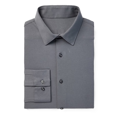 Wholesale Men's Long Sleeve Stretch Dress Shirt in Grey By Size