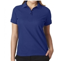 cheap school uniforms wholesale Women's Short Sleeve 3 Button Jersey Knit Polo Shirt  in Navy Blue