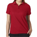 cheap school uniforms wholesale Women's Short Sleeve 3 Button Jersey Knit Polo Shirt  in Red