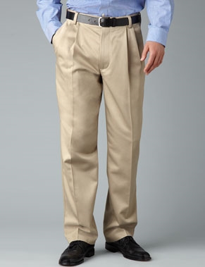 Young Mens School Uniform Twill Flat Front Pants in Khaki