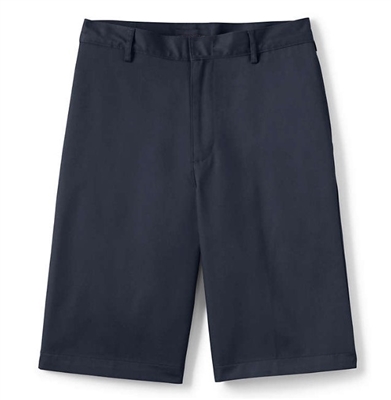 Young Men's School Uniform Flat Front Twill Shorts in Navy Blue