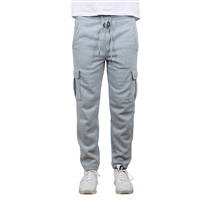 Wholesale Men's Fleece Cargo Jogger Sweatpants - Heather Grey