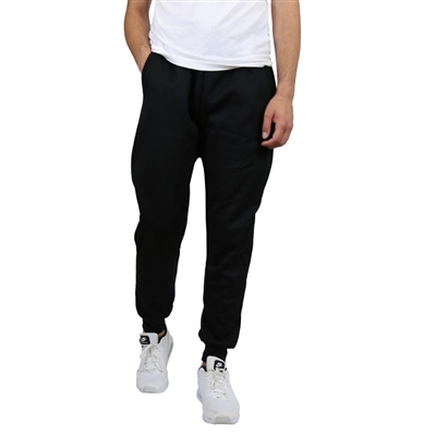 Wholesale Men's Fleece Jogger Sweatpants - Black by size