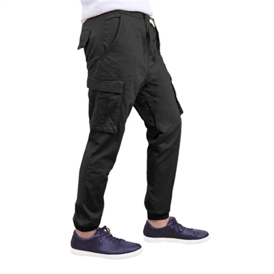 Wholesale Men's Super Stretch Cargo Jogger Pants Black