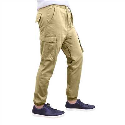 Wholesale Men's Super Stretch Cargo Jogger Pants Khaki