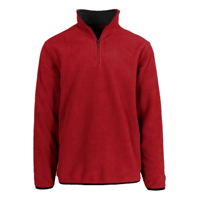 Wholesale Adult Size Polar Fleece Quarter Zip Sweater in Red