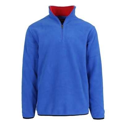 Wholesale Adult Size Polar Fleece Quarter Zip Sweater in Royal Blue