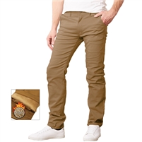 Men's Fleece Lined Stretch Chino Pants in Timber