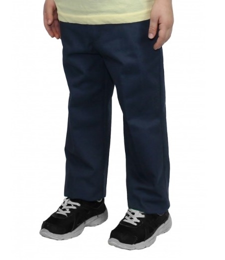 Wholesale Toddler School Uniform Flat front Pants with Double Knee in Navy