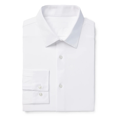 Wholesale Men's Long Sleeve Stretch Dress Shirt in White By Size