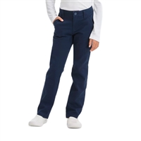 Wholesale Girl's School Uniform Stretch Straight Pants in Navy by Size