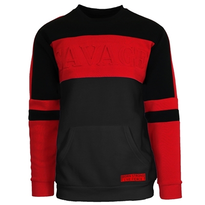 Wholesale Men s Savage Crewneck Sweatshirt Black Red