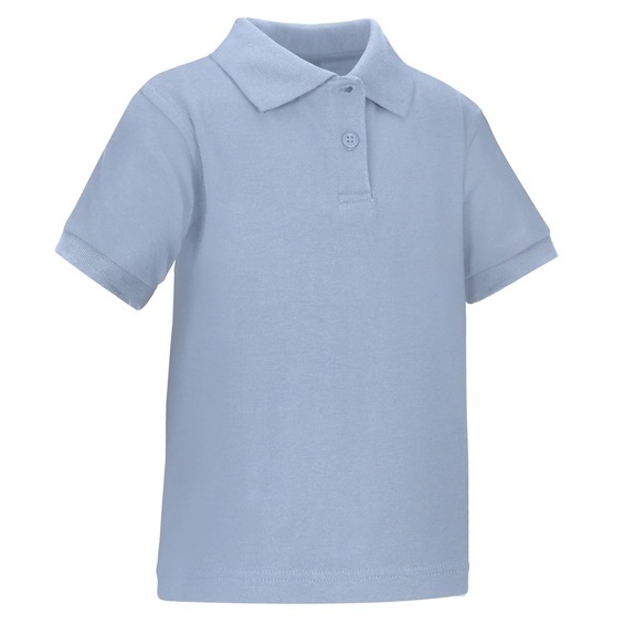 36 Pieces Toddler Short Sleeve School Uniform Polo SHIRT in Light Blue